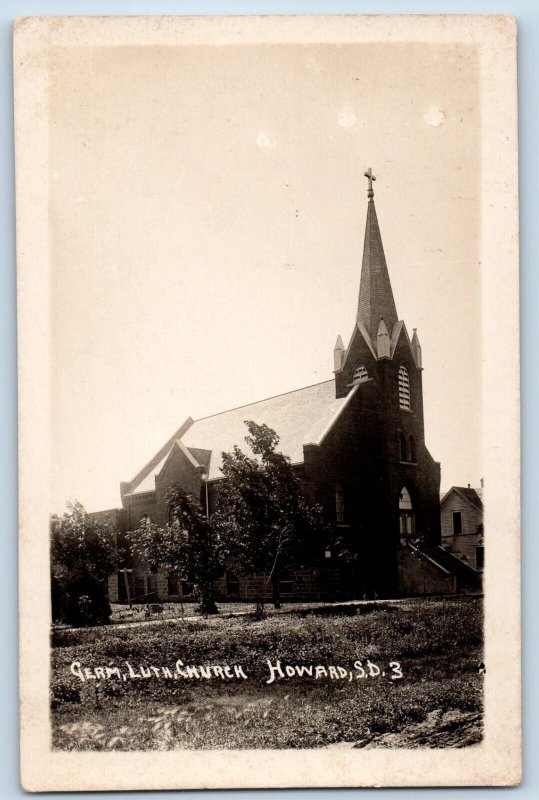 Howard South Dakota SD Postcard RPPC Photo Germ Lutheran Church c1910's Antique