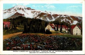 Paradise Inn Mt Rainer National Park Scenic Mountain Landscape WB Postcard