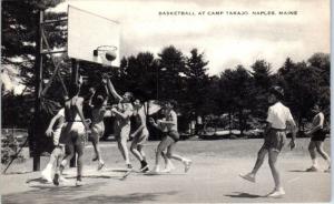 SEBAGO LAKES Area, ME Maine  BASKETBALL, CAMP TAKAJO Boys Camp c1940s   Postcard