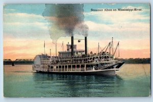 1915 Steamer Alton On Mississippi River Vessel Ship St. Louis Missouri Postcard