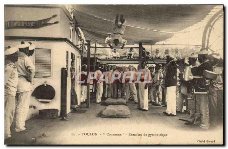 Old Postcard Boat War Toulon Crown gymnastics exercise