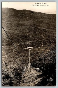 RPPC  Chair Lift  Mt. Mansfield  Vermont  Real Photo  Postcard