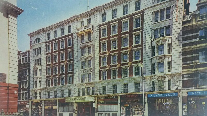 Vintage Postcard Bonnington Hotel London Frames Tours Henry Hyman Chemist A Lyne