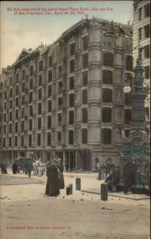 San Francisco CA 1906 Earthquake Place (Palace) Hotel Spelling Error Postcard