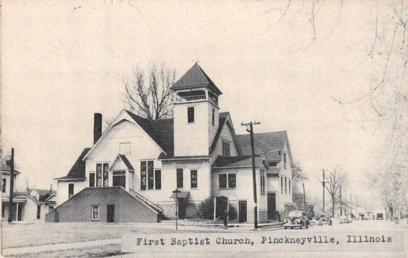 Pickneyville Illinois First Baptist Church Exterior Antique Postcard J79180