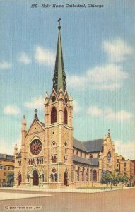 IL, Illinois CHICAGO TEMPLE & HOLY NAME CATHEDRAL *Two* c1940's Linen Postcards 