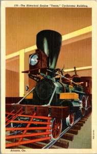 Vtg Atlanta Georgia GA The Texas Civil War Engine Cyclorama 1940s Linen Postcard