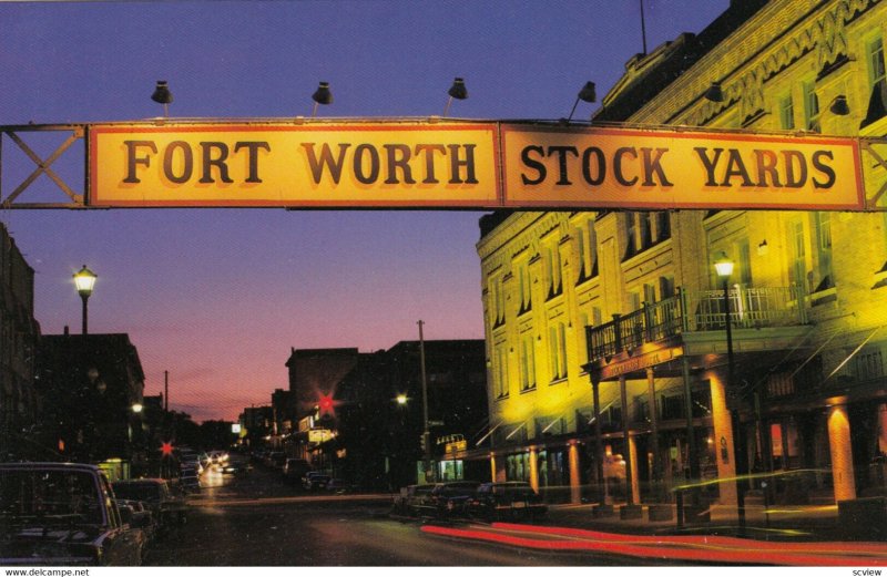 Fort Worth , Texas , 1980s ; Stockyards at night