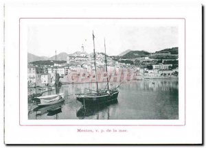 Old Postcard Menton v p sea boat