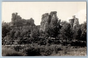 Camp Douglas Wisconsin WI Postcard RPPC Photo View Of Castle Rock 1942 Vintage