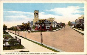Intersection Victoria & Ridge Avenues, New Kensington PA Vintage Postcard O60