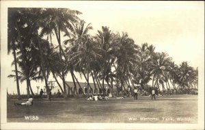 Waikiki Honolulu Hawaii HI War Memorial Real Photo Vintage Postcard