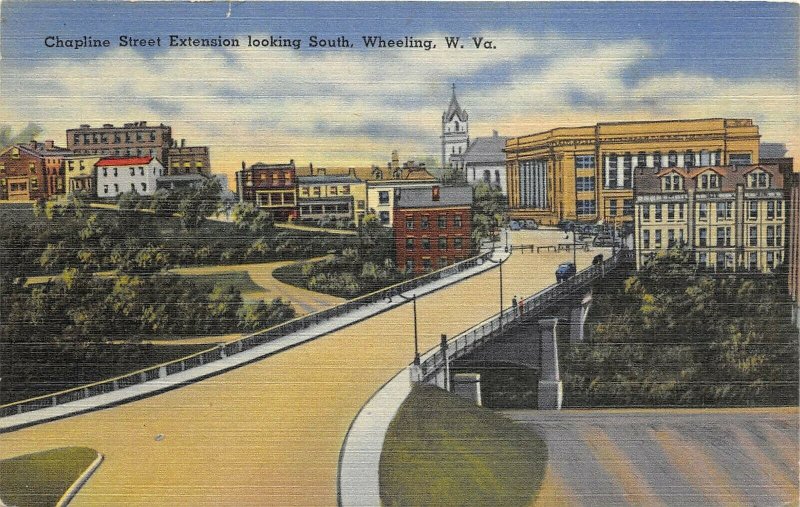 Wheeling West Virginia 1940s Postcard Chapline Street Extension looking South 