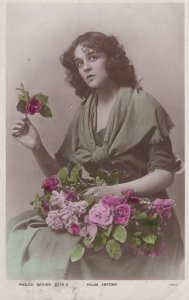 Hilda Antony Edwardian Actress Green Dress Rotary RPC Postcard