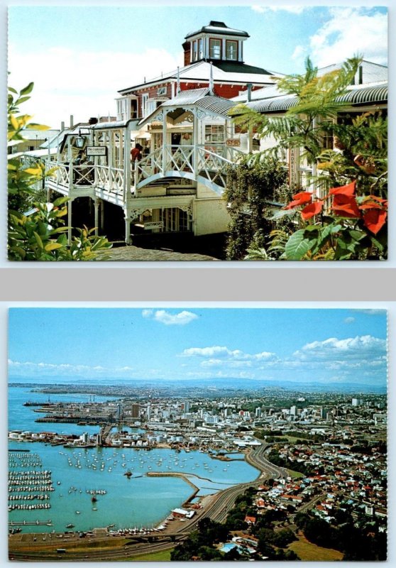 2 Postcards AUCKLAND New Zealand ~ PARNELL VILLAGE & Aerial YACHT HARBOUR 4x6