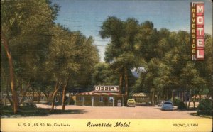 Provo Utah Riverside Motel US Rts 91, 89, 50 c1930-50sVintage Postcard