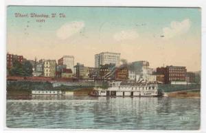 Paddle Steamer Waterfront Wheeling West Virginia 1913 postcard