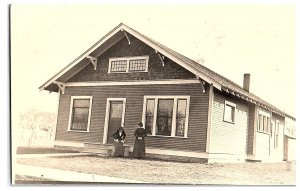 RPPC Postcard Two Women in Front of Old One Story House