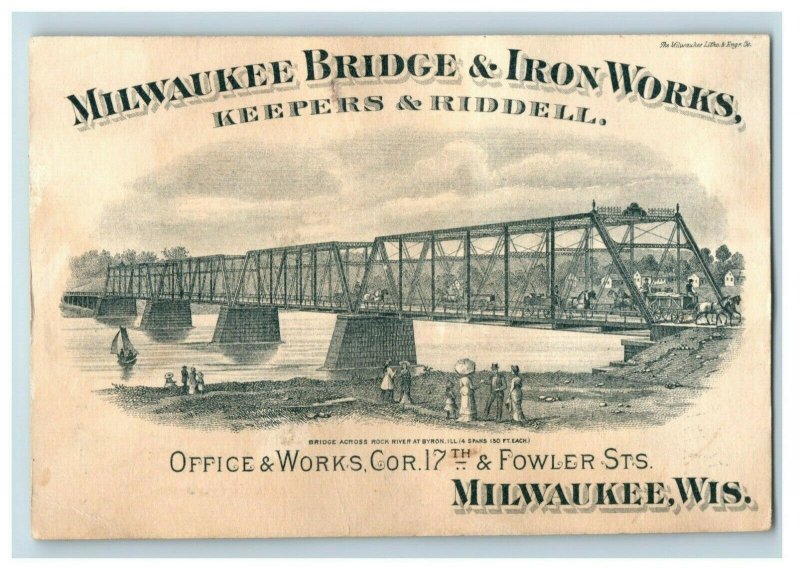 1870s-80s Engraved Milwaukee Bridge & iron Works Keepers & Riddell #1 P210 