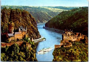 M-57841 Rock Valley of the Loreley with Katz Castle and Rheinfels Castle Germany