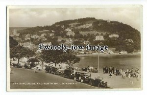 tq1140 - The Busy Esplanade and North Hill c1940s, in Minehead  - postcard