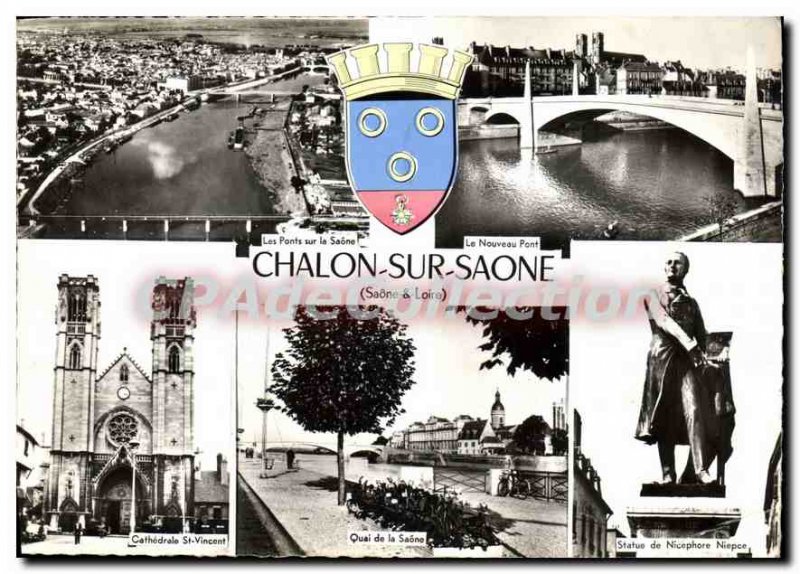 Modern Postcard Chalon sur Saone quay cathedral bridge