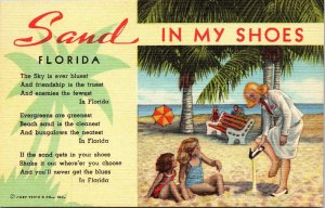 Florida FL Poem Dual View Mom Children Curt Teich Linen Postcard VTG UNP Unused 