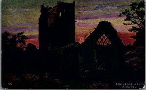 c1910 KILLARNEY IRELAND MUCKROSS ABBEY AT SUNSET POSTCARD 34-280