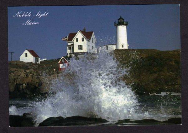 ME Nubble Light Lighthouse CAPE NEDDICK MAINE Postcard