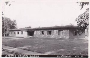 Wisconsin Clintonville Veterans Memorial Building Real Photo RPPC