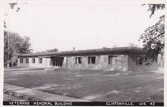 Wisconsin Clintonville Veterans Memorial Building Real Photo RPPC