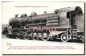 Postcard Old Train Locomotive Machine 1075