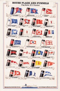 Trawlers 5 Nautical Ship Flags Marine Art North Sea Ferry Postcard