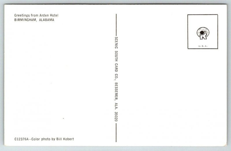 Birmingham  Alabama   Arden Hotel   Postcard