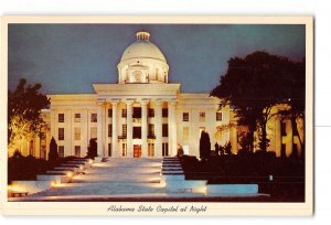 Montgomery Alabama AL Vintage Postcard Alabama State Capitol at Night