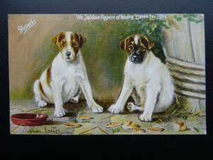 DOGS & PROVERBS Seldom Repent Eaton Too Little by Adrienne Lester c1909 Postcard