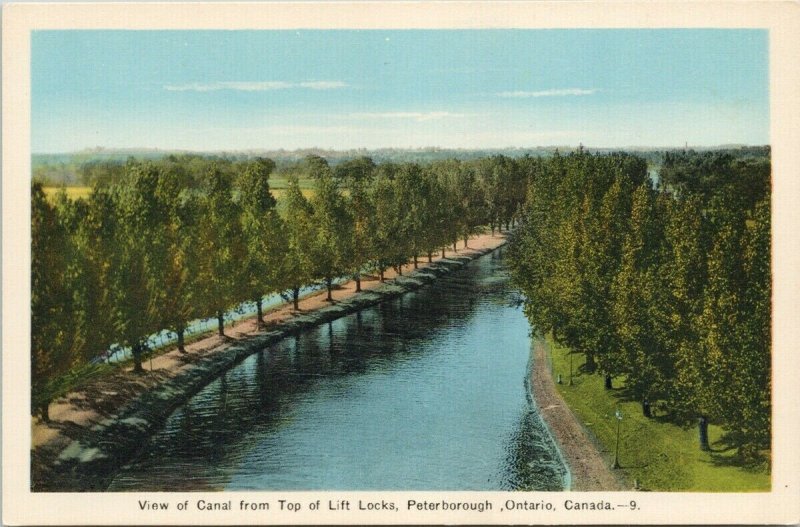 Canal from Lift Locks Peterborough ON Ontario Unused PECO Postcard G49