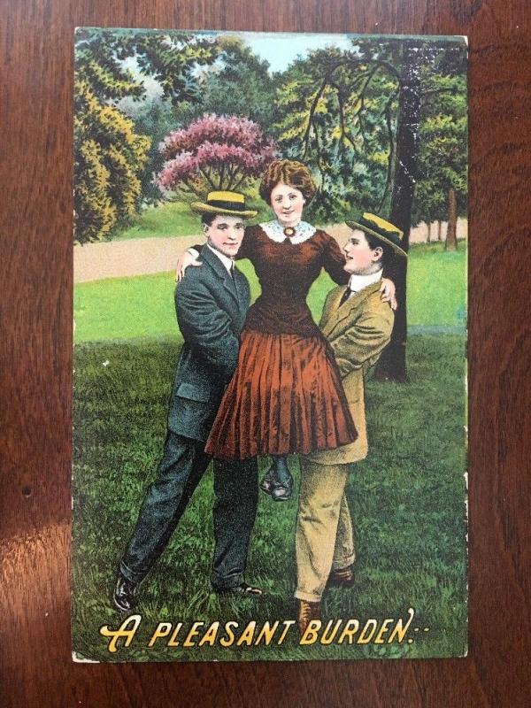 A Pleasant Burden Turn Century Fashion Men Holding Up A Woman