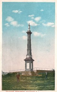 Vintage Postcard 1920's Soldiers Monument Historic Landmark Paterson New Jersey