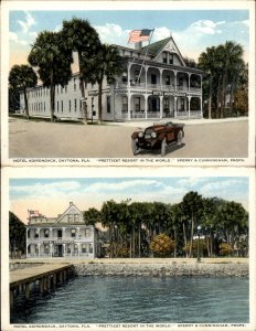Daytona Florida Hotel Adirondack FOLD OPEN Map on Back Vintage Postcard