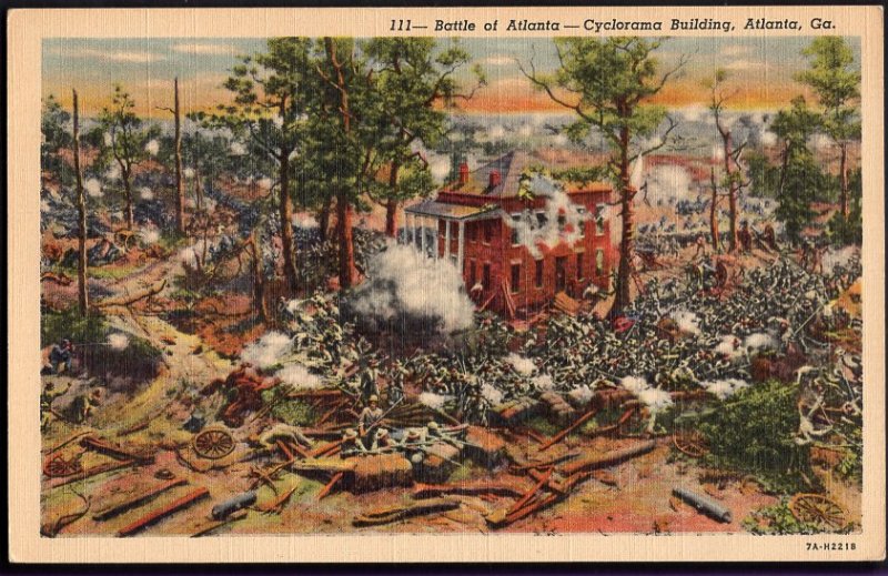 33120) Georgia ATLANTA Battle of Atlanta Cyclorama Building July 22 1864 - Linen