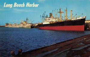 LONG BEACH HARBOR Los Angeles County, California Ships 1957 Vintage Postcard