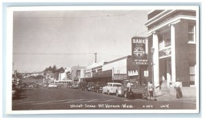 Mount Vernon WA, Street Scene Bank With National Cars RPPC Photo Smith Postcard 