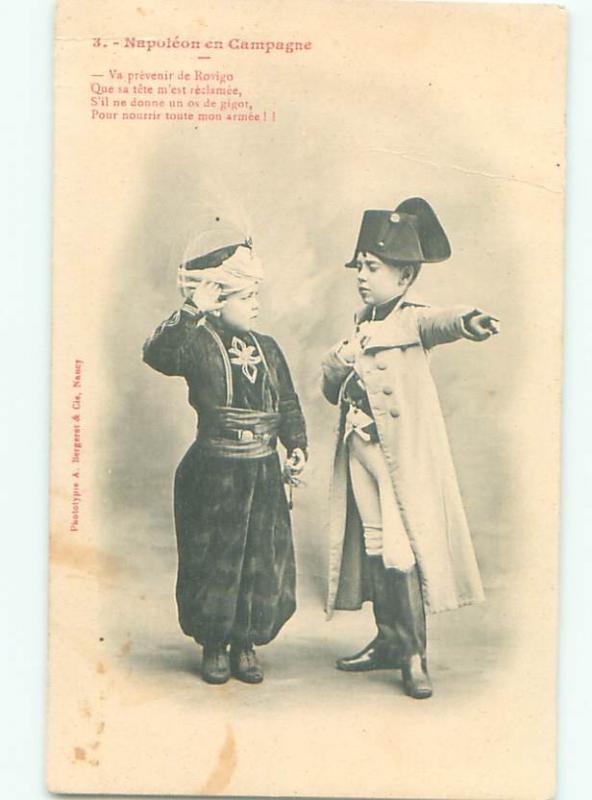 foreign Old Postcard CHILD DRESSED AS NAPOLEON KING OF FRANCE AC3086