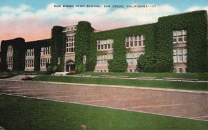 Vintage Postcard 1946 San Diego High School Building and Grounds California CA