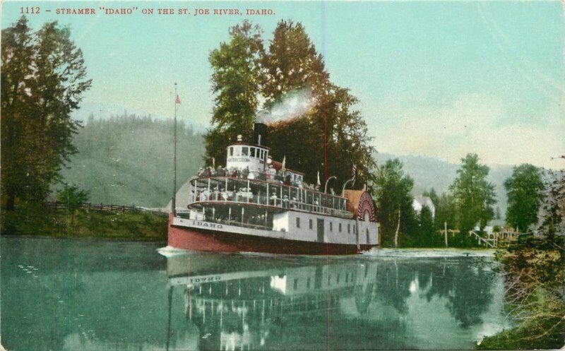 C-1910 Steamer Idaho St Joe River Idaho #1112 Edward Mitchell Postcard 21-1097