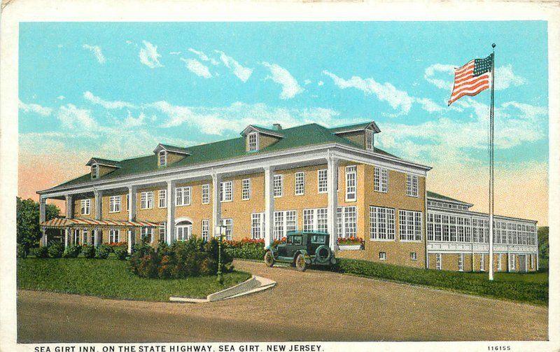 Auto 1920s Sea Grit Inn roadside Jersey Shore New Jersey Teich Flag 8219