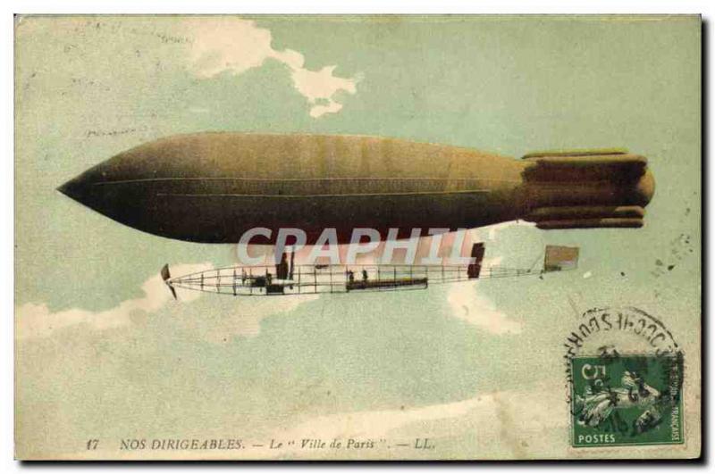 Old Postcard Jet Aviation Zeppelin Airship The City of Paris