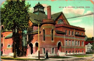 First Methodist Episcopal Church Clinton Iowa IA 1910s DB Postcard B2