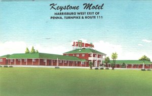 1940's Keystone Motel, Harrisburg, PA Linen Postcard